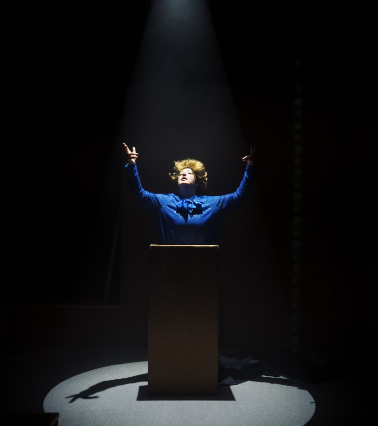 Ellice Stevens as Margaret Thatcher - photograph from previous production (Photo by Alex Brenner) 