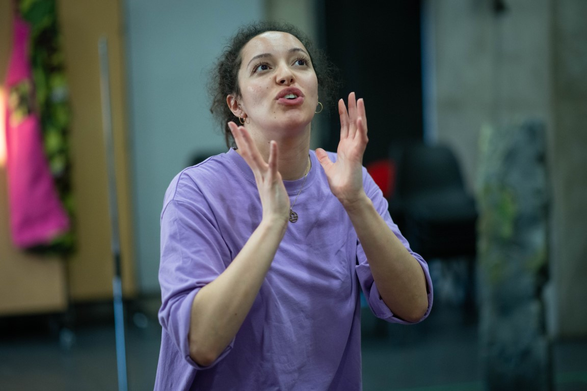 Aimee Powell (playing Lucy) in rehearsal for Family Tree