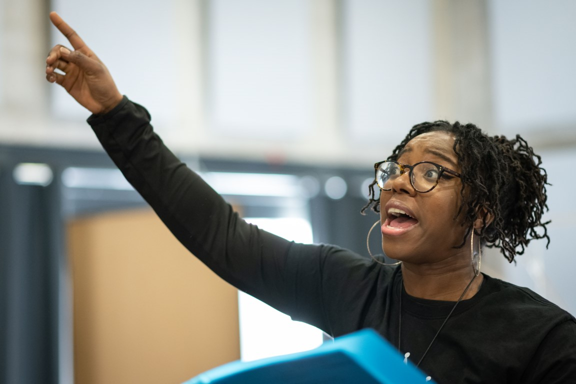 Aminita Francis (as Henrietta Lacks) in rehearsal