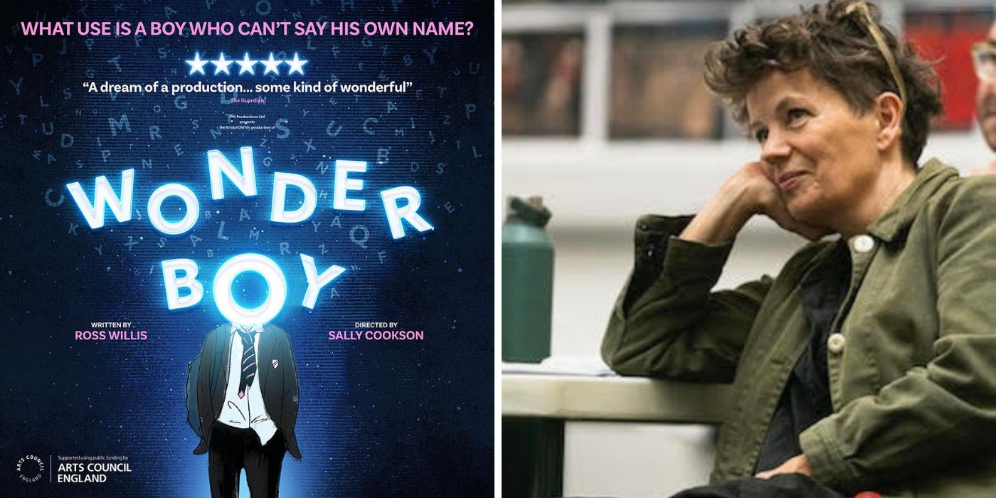 Left, Wonder Boy title image. Right, Sally Cookson