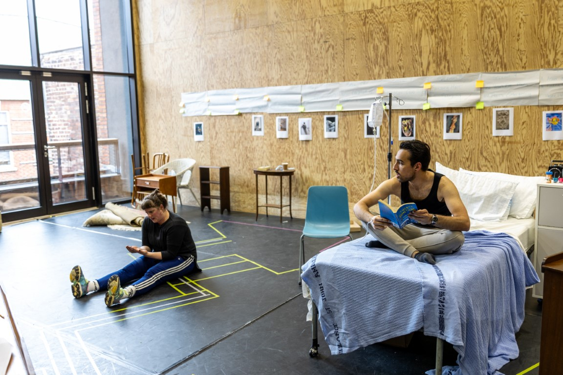 Luke Sookdeo (Marc) and Grace Goulding (Movement Director & Choreographer) in rehearsals