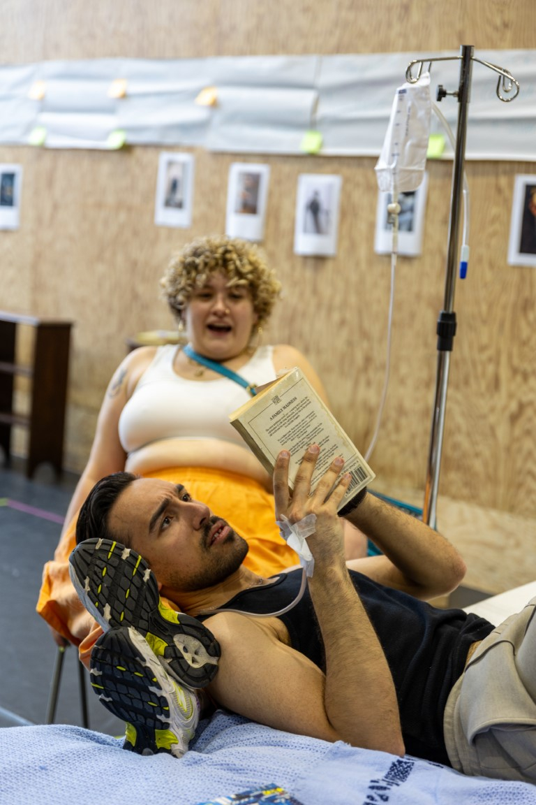 Luke Sookdeo and Emmy Stonelake in rehearsals.