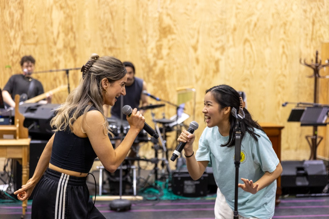 Rebecca Levy and Ai Kumar in rehearsals.