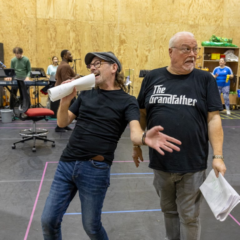 Adam Keast and Michael Starke in rehearsals.